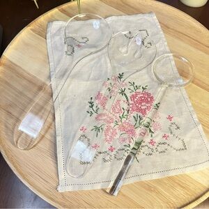 Vintage Guzzini Clear Acrylic Salad Utensils Set - Flat, Stackable + Bonus Spoon